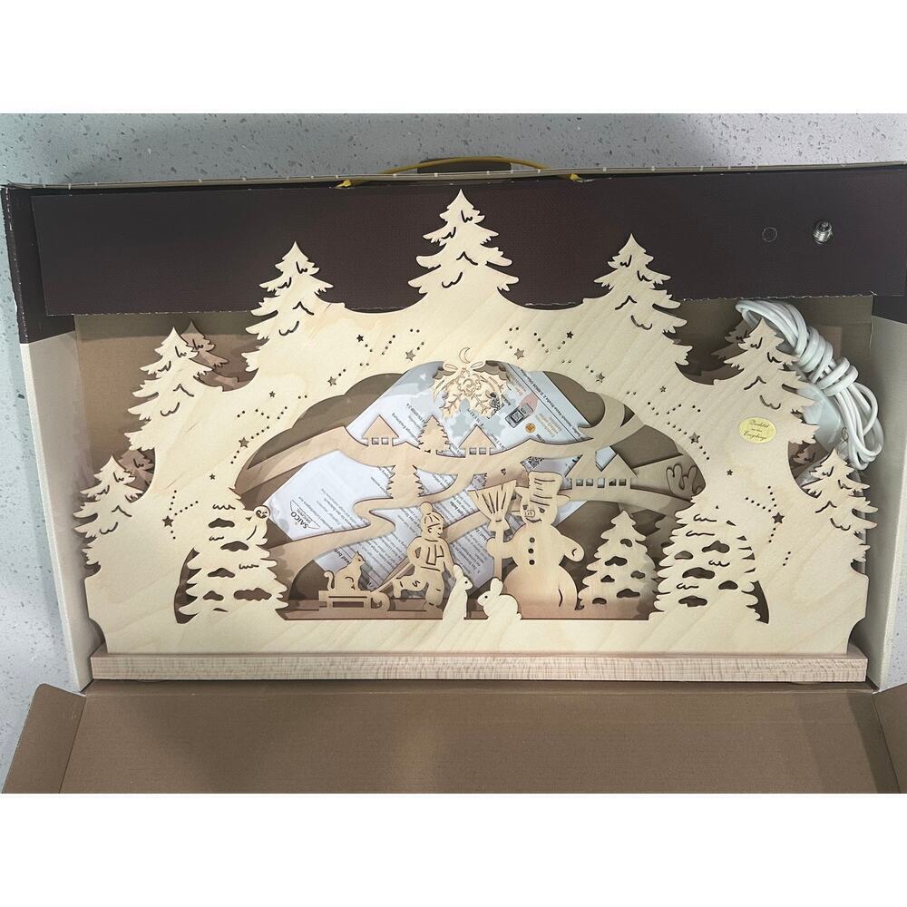 Saico Lichterbogen Wooden LED Light Arch Children W/ Snowman Decoration Germany - Picture 2 of 3
